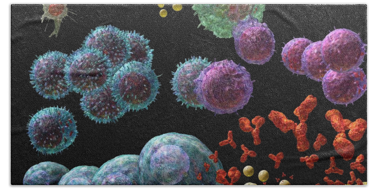 Antibodies Beach Sheet featuring the digital art Immune Response Antibody 2 by Russell Kightley