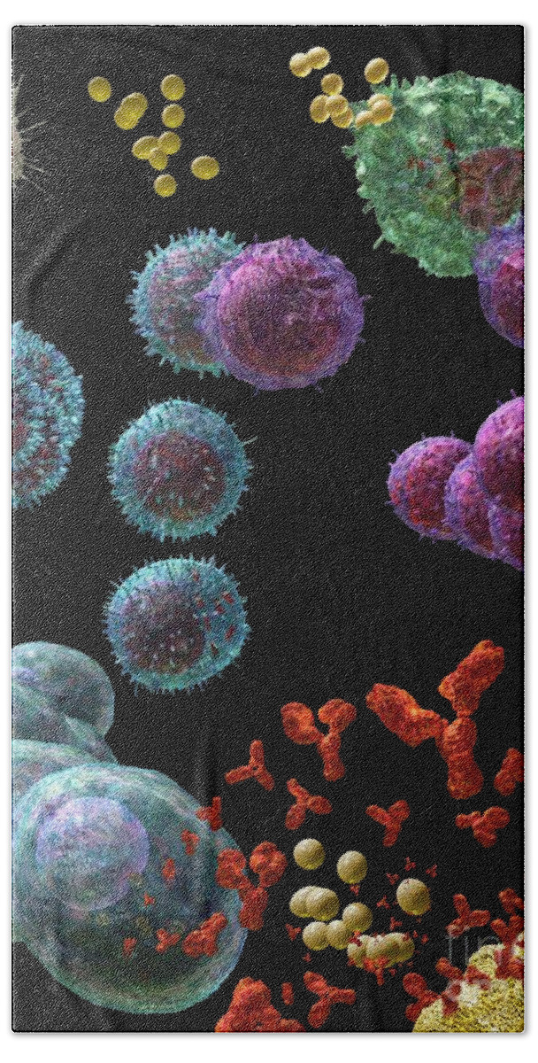 Antibodies Beach Sheet featuring the digital art Immune Response Antibody 5 by Russell Kightley