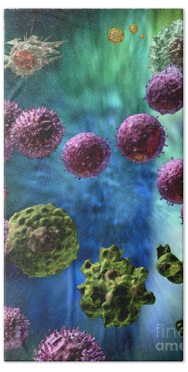 Antigens Beach Towel featuring the digital art Immune Response Cytotoxic 3 by Russell Kightley