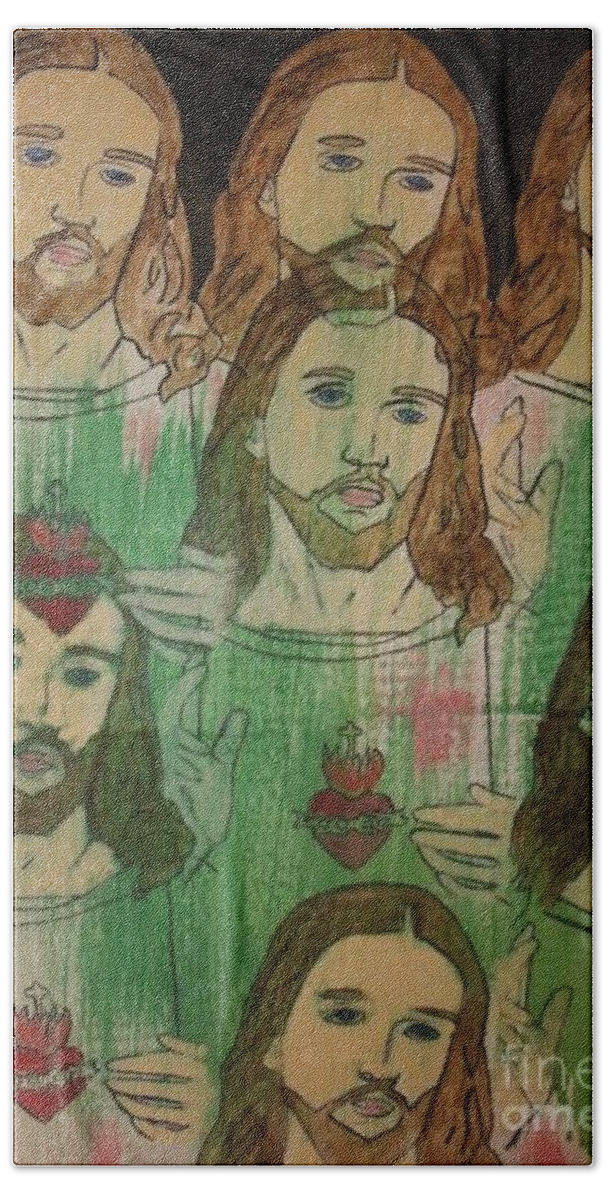 Jesus Beach Towel featuring the painting Jesus by Samantha Lusby