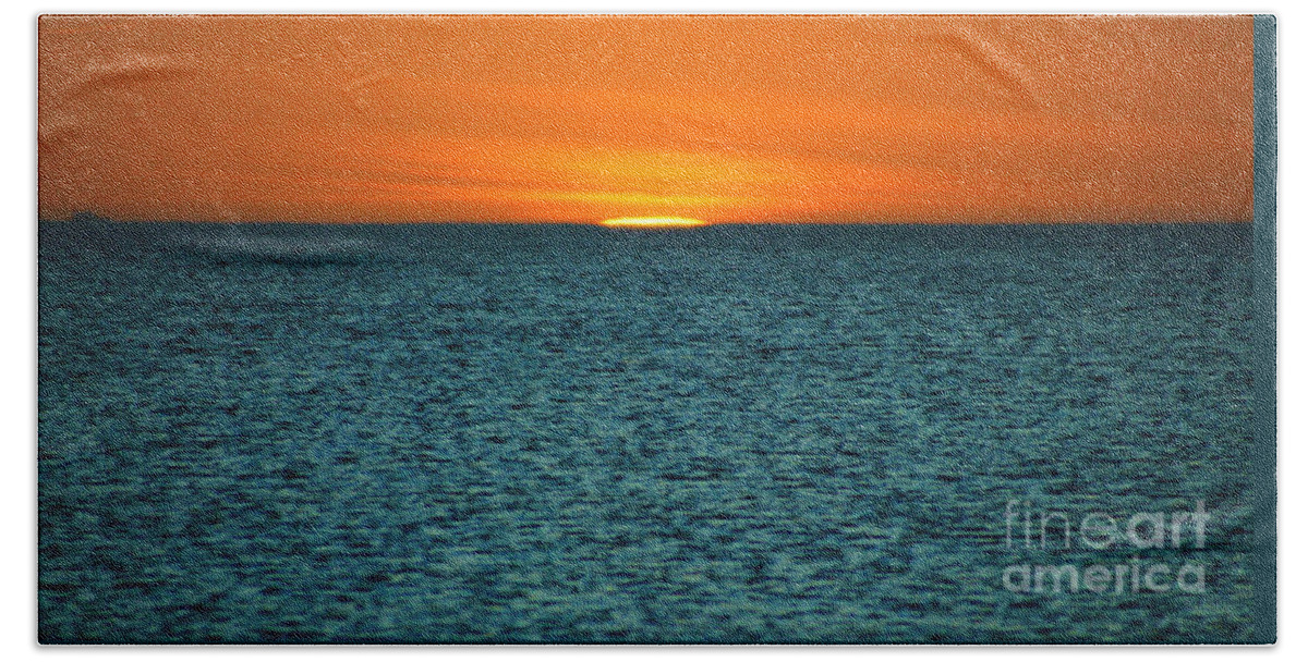 Sunset Beach Towel featuring the photograph Just A Sliver by Anthony Wilkening