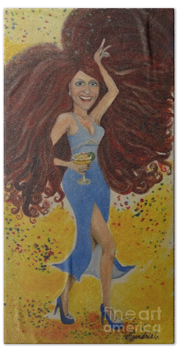 Mango Margarita Beach Sheet featuring the painting Kim's Mango Margarita by Leandria Goodman