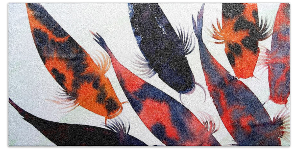 Nature Beach Towel featuring the painting Koi Pond by Frances Ku