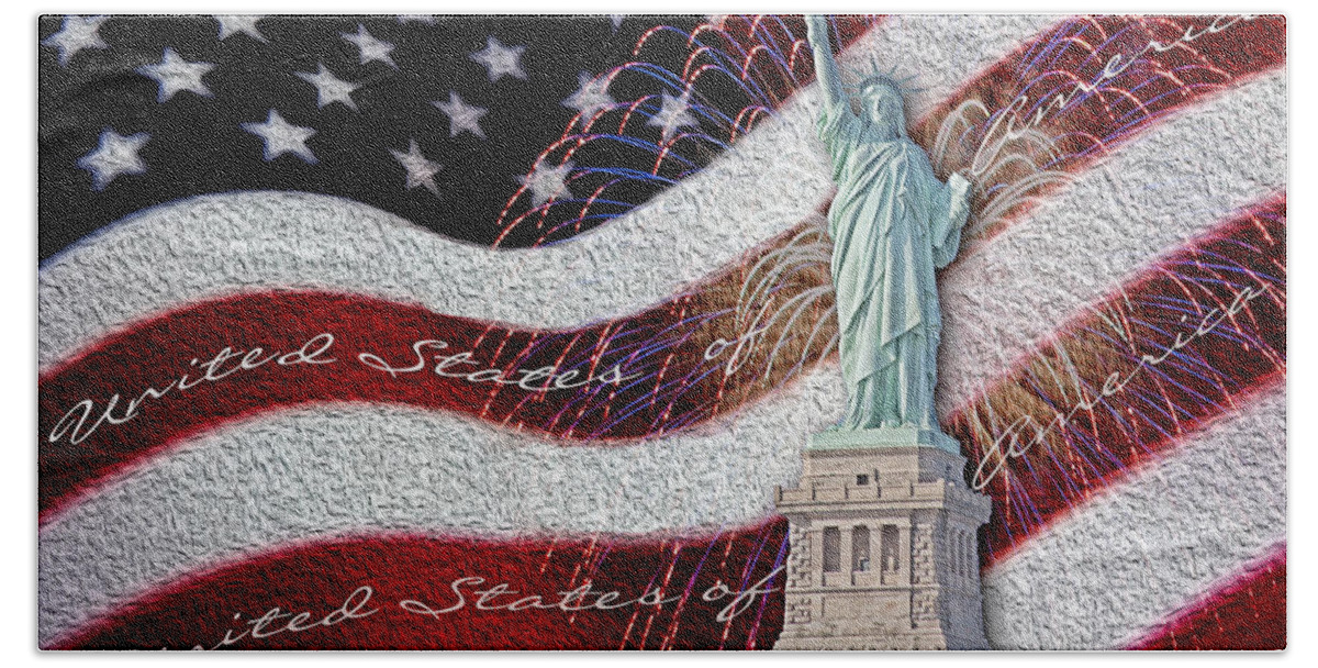 Lady Liberty Beach Towel featuring the photograph Lady Liberty by Susan Candelario