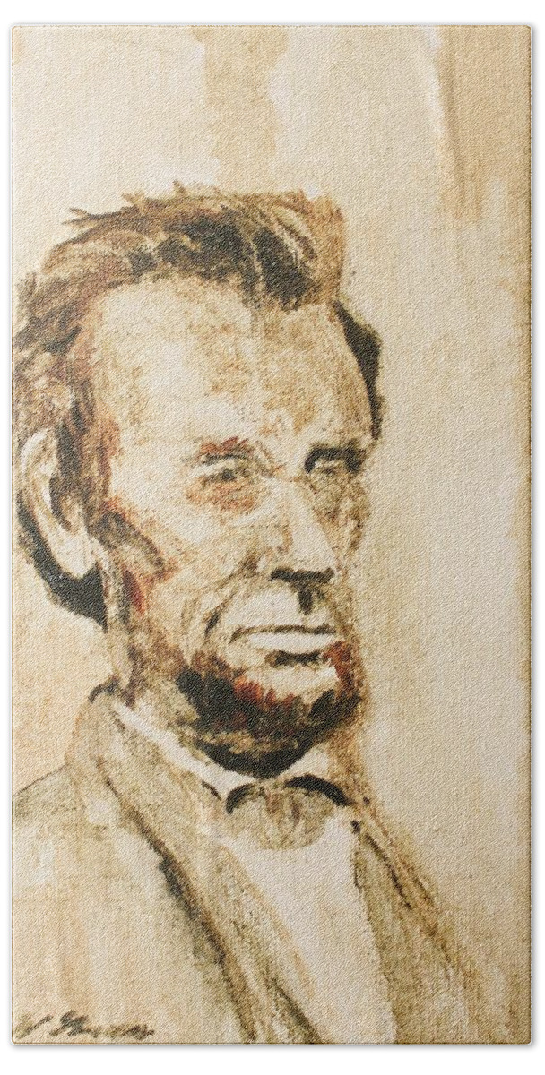 Abraham Lincoln Beach Towel featuring the painting Lincoln Portrait #11 by Daniel W Green