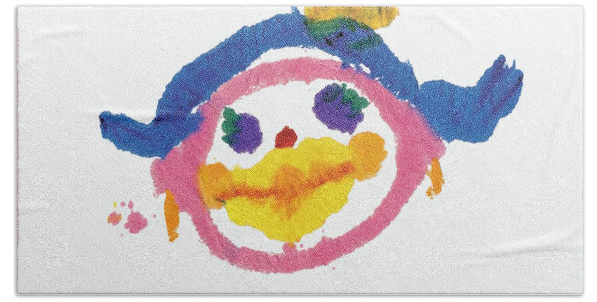 People Beach Towel featuring the painting Lipstick Face by Jessie Abrams Age Six