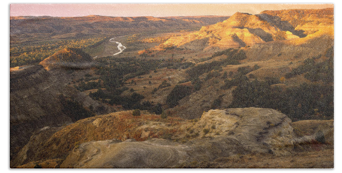 00173670 Beach Towel featuring the photograph Little Missouri River Theodore by Tim Fitzharris