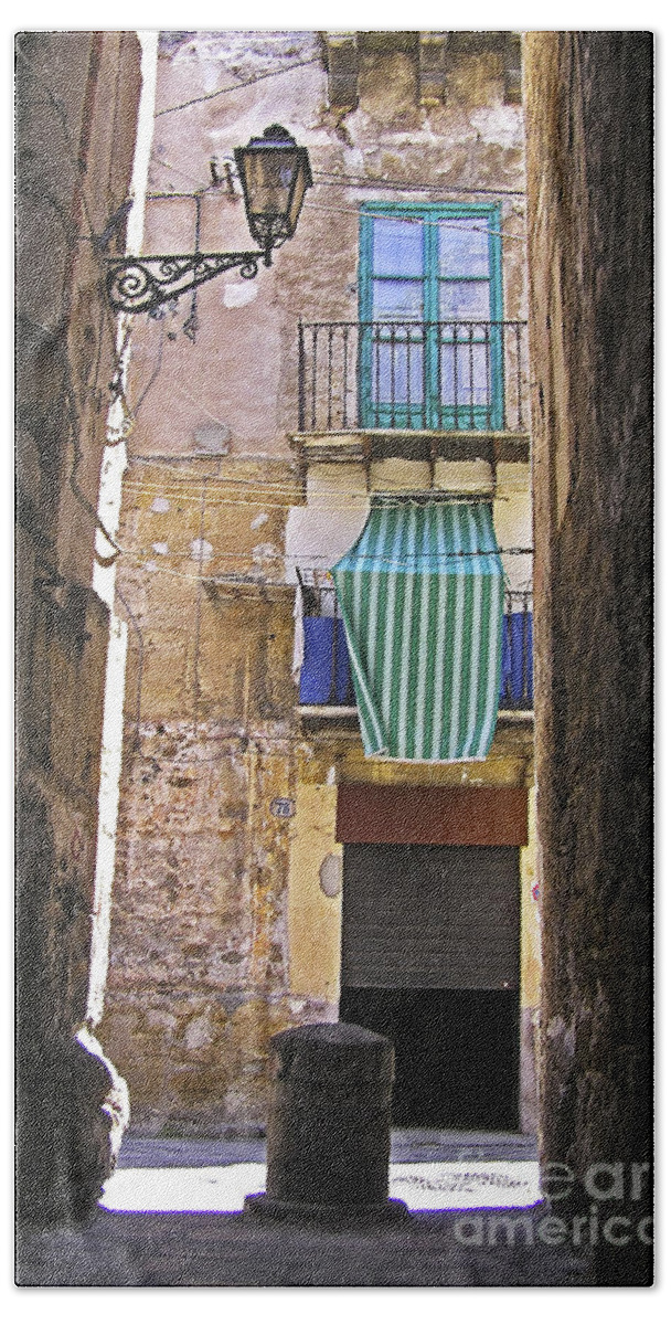 Little Street Of Palermo Beach Sheet featuring the photograph Little street of PALERMO by Silva Wischeropp
