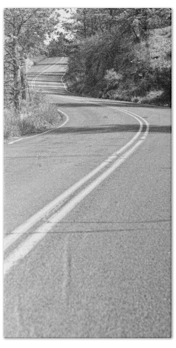 Roads Beach Towel featuring the photograph Long and Winding Road BW by James BO Insogna