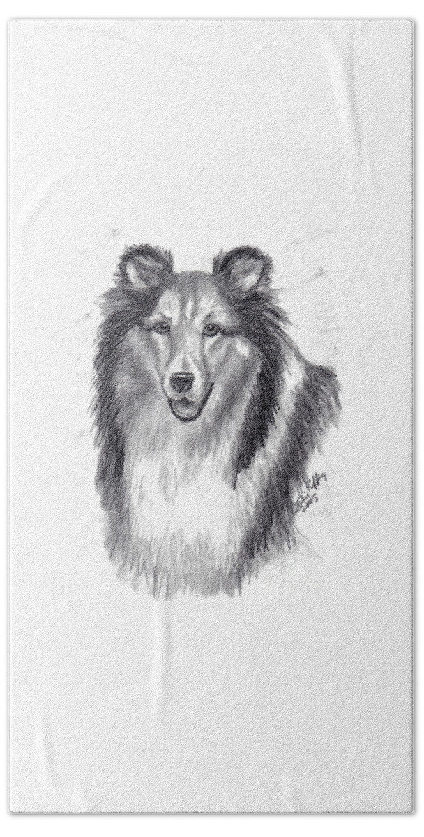 Collie Beach Sheet featuring the drawing Looks Like Lassie by Julie Brugh Riffey