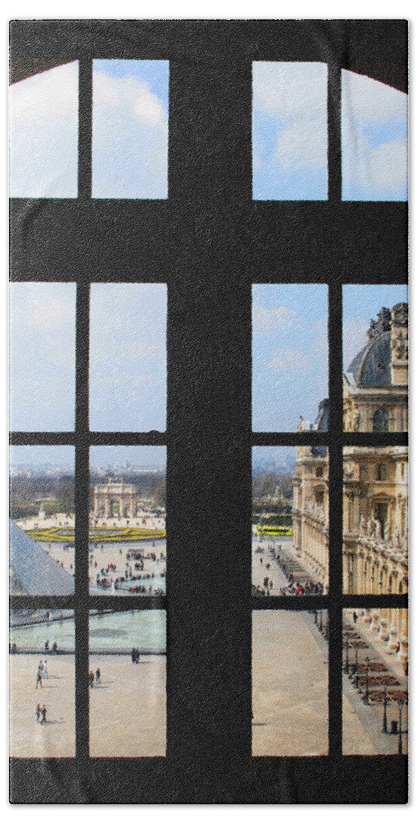 Louvre Beach Towel featuring the photograph Louvre Window by Diana Haronis