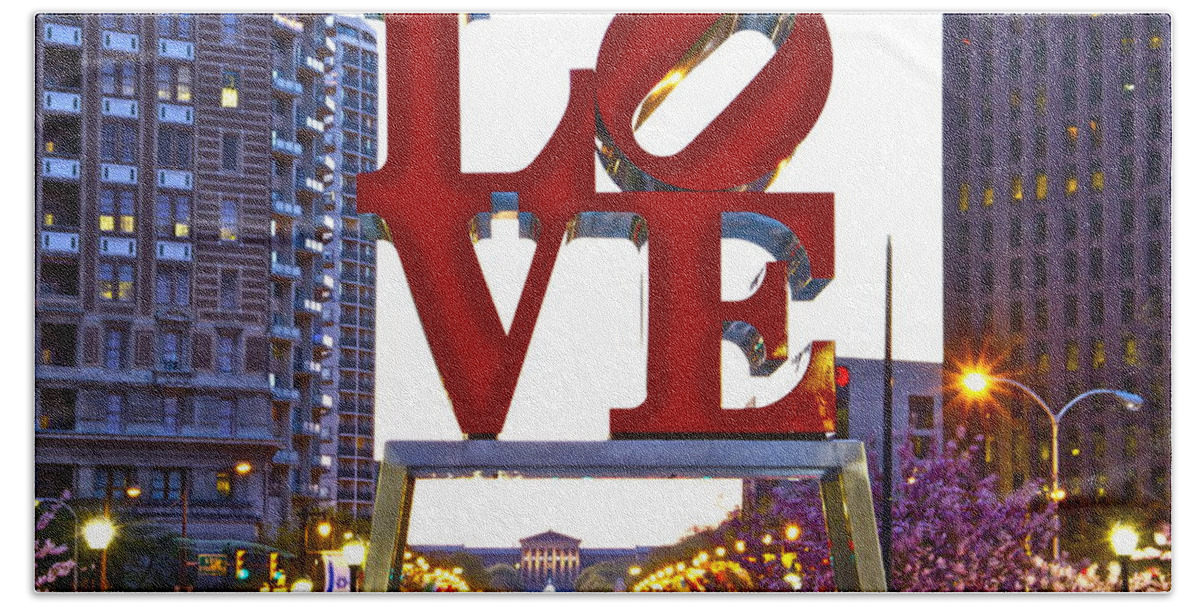 Love Park Philadelphia Art Museum Beach Sheet featuring the photograph LOVE in Philadelphia by Alice Gipson