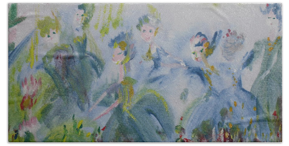 Waltz Beach Sheet featuring the painting Merry Waltz by Judith Desrosiers