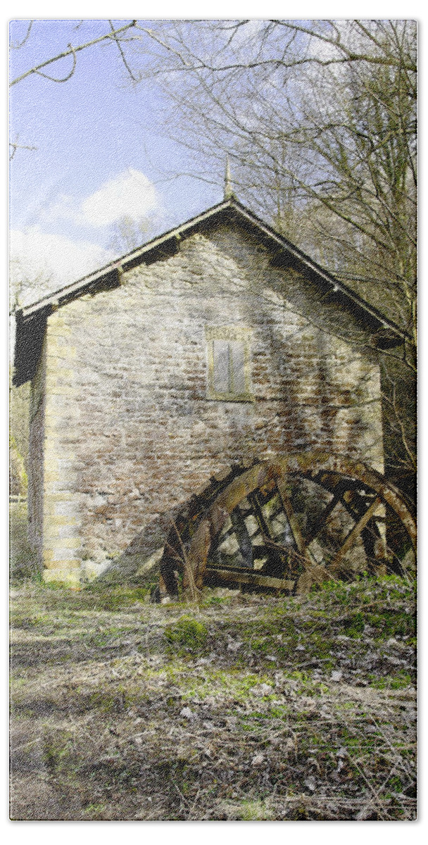 Countryside Beach Towel featuring the photograph Mill and Water-wheel near Ashford-in-the-Water by Rod Johnson