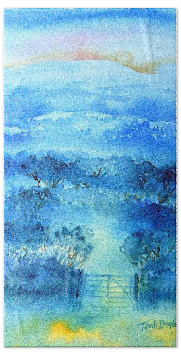 Mist Beach Towel featuring the painting Misty Morning Ireland by Trudi Doyle