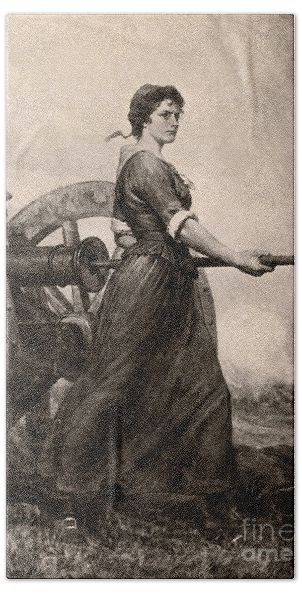 America Beach Towel featuring the photograph Molly Pitcher At The Battle by Photo Researchers