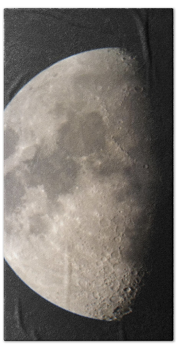 Dark Beach Towel featuring the photograph Moon Against The Black Sky by John Short
