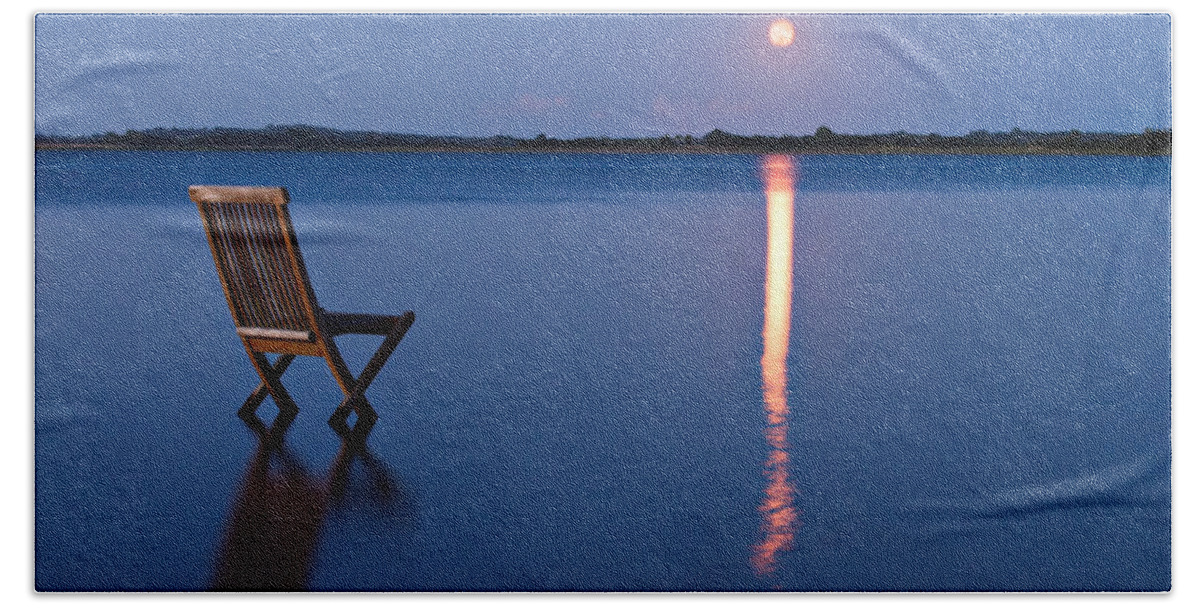 Blue Beach Towel featuring the photograph Moon View by Gert Lavsen