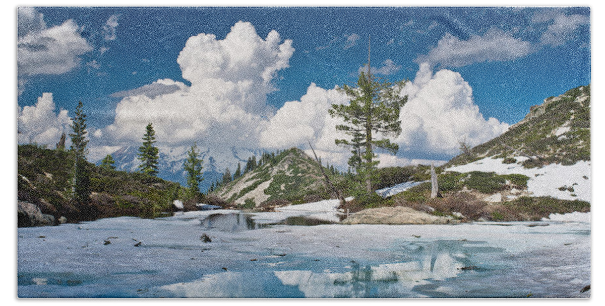 Cascades Beach Towel featuring the photograph Mount Shasta from Hart Lake by Greg Nyquist