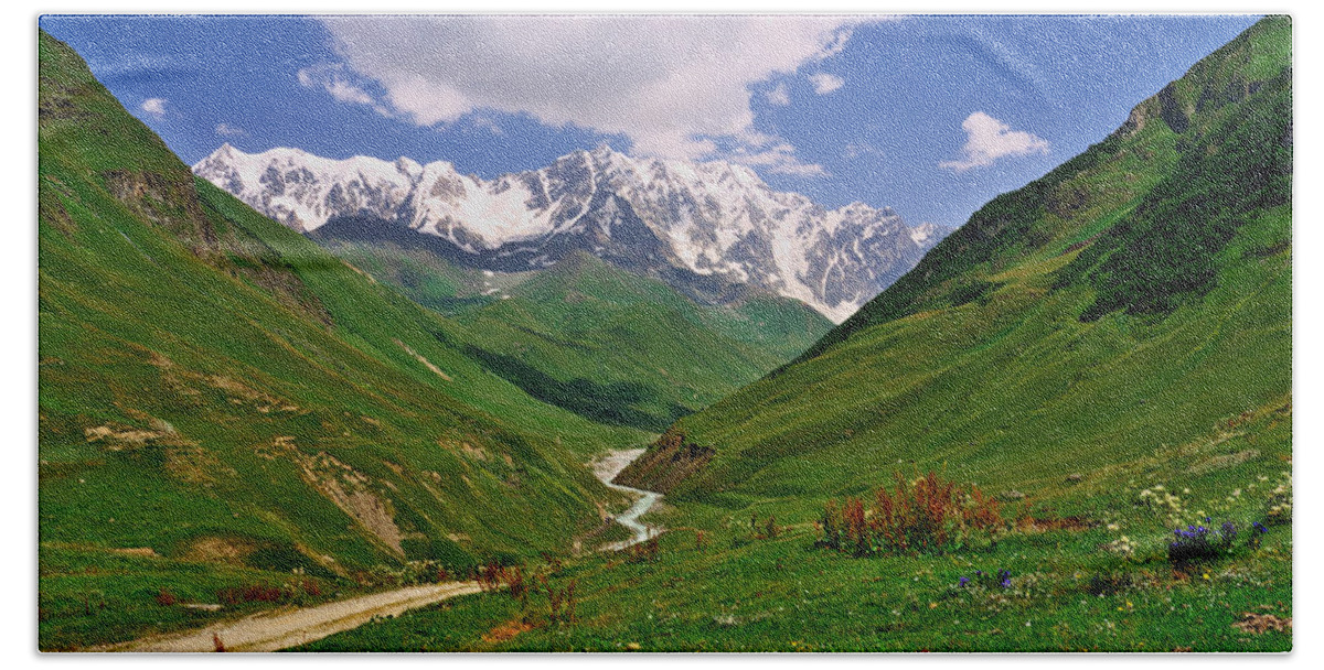 Svaneti Beach Sheet featuring the photograph Mountain valley by Ivan Slosar