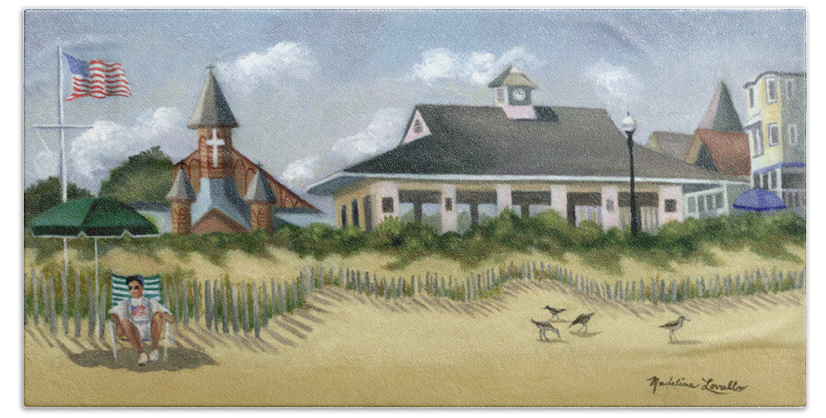 Music Pavillion Beach Towel featuring the painting Music Pavillion In Ocean Grove by Madeline Lovallo