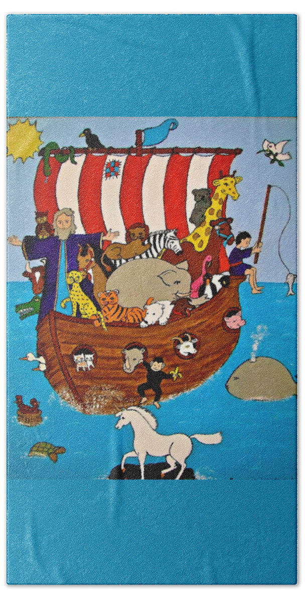 Noah Beach Towel featuring the painting Noah's Ark #2 by Stephanie Moore