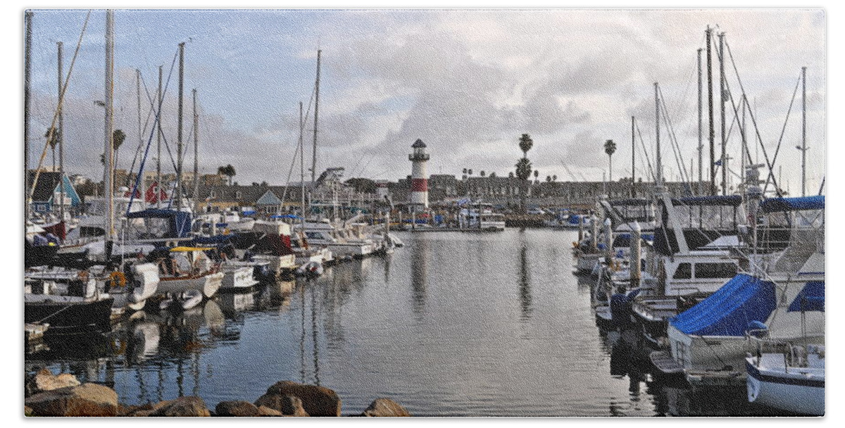 Light House Beach Towel featuring the photograph Oceaside Harbor by Bridgette Gomes