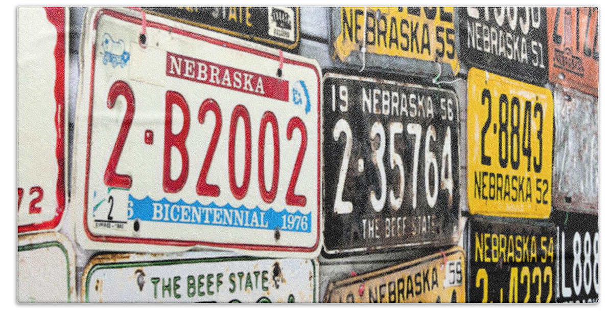 Plates Beach Sheet featuring the photograph Old Nebraska Plates by Pam Holdsworth