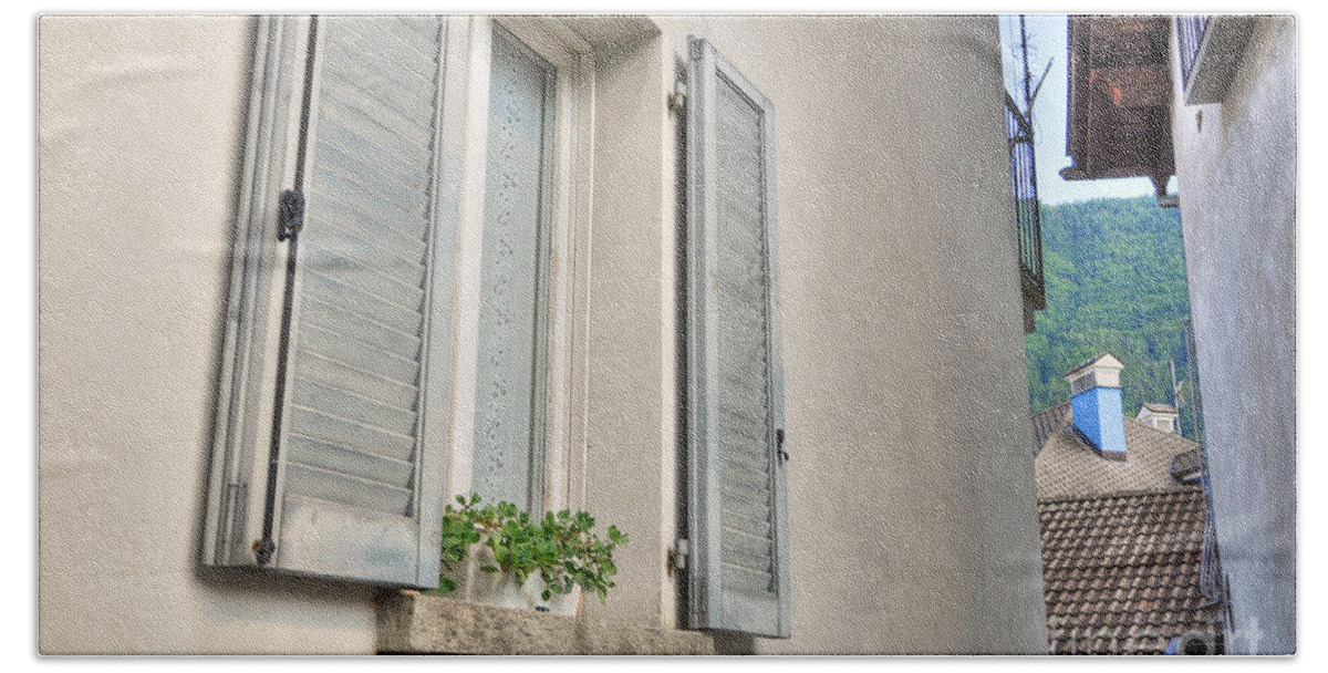 Window Beach Sheet featuring the photograph Old window with shutter by Mats Silvan