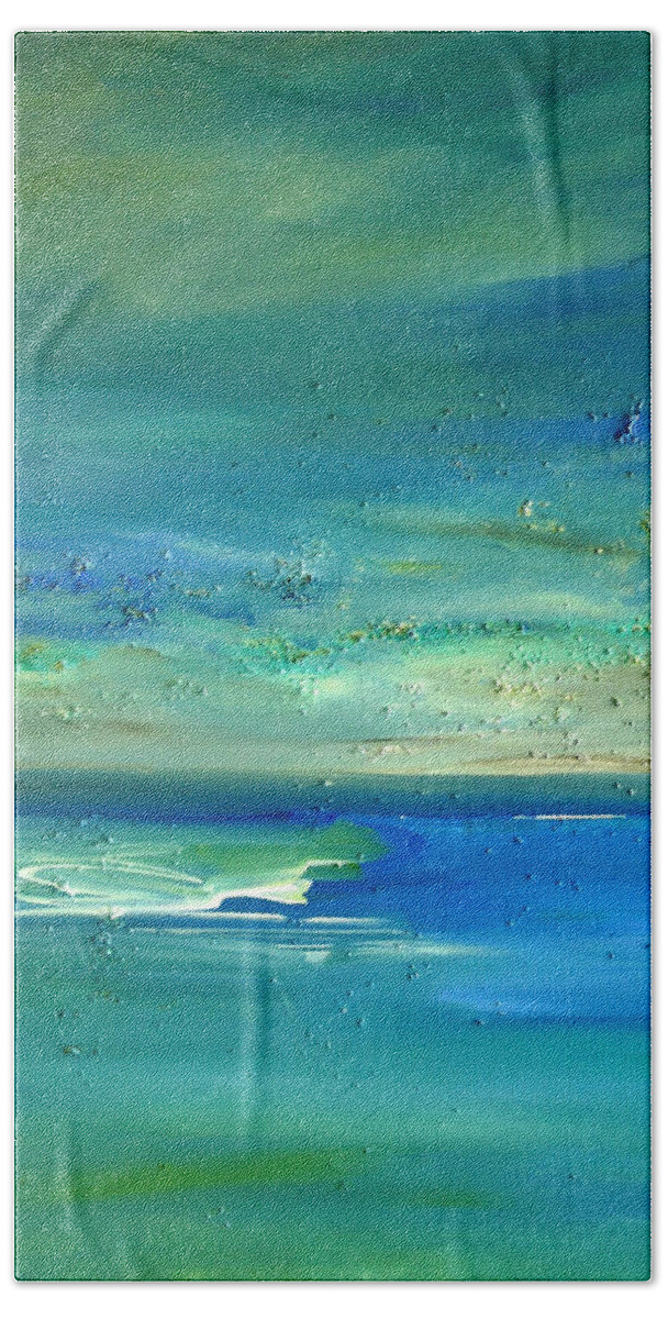 Blue Painting Beach Towel featuring the painting Organic seascape by Dolores Deal