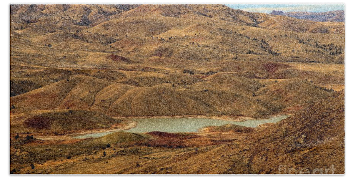 John Day Fossil Beds Beach Towel featuring the photograph Paint Around The Lake by Adam Jewell