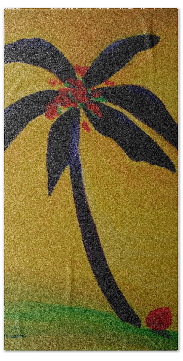 Palm Beach Towel featuring the painting Palm Tree Series 6 by Karin Eisermann