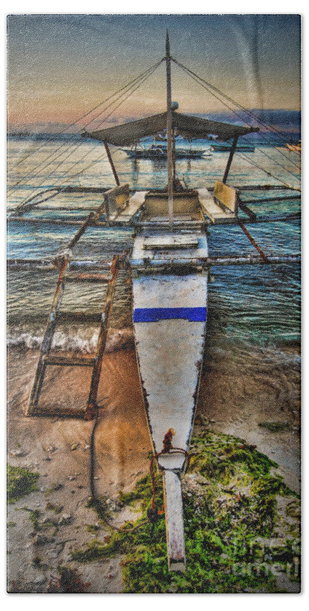 Yhun Suarez Beach Towel featuring the photograph Panglao Island Boat by Yhun Suarez