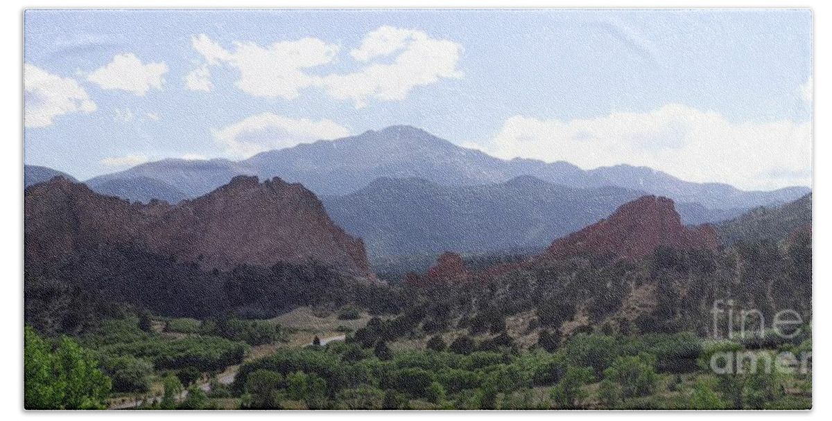Panorama Beach Towel featuring the photograph Panoramic Garden of The Gods by Michelle Welles