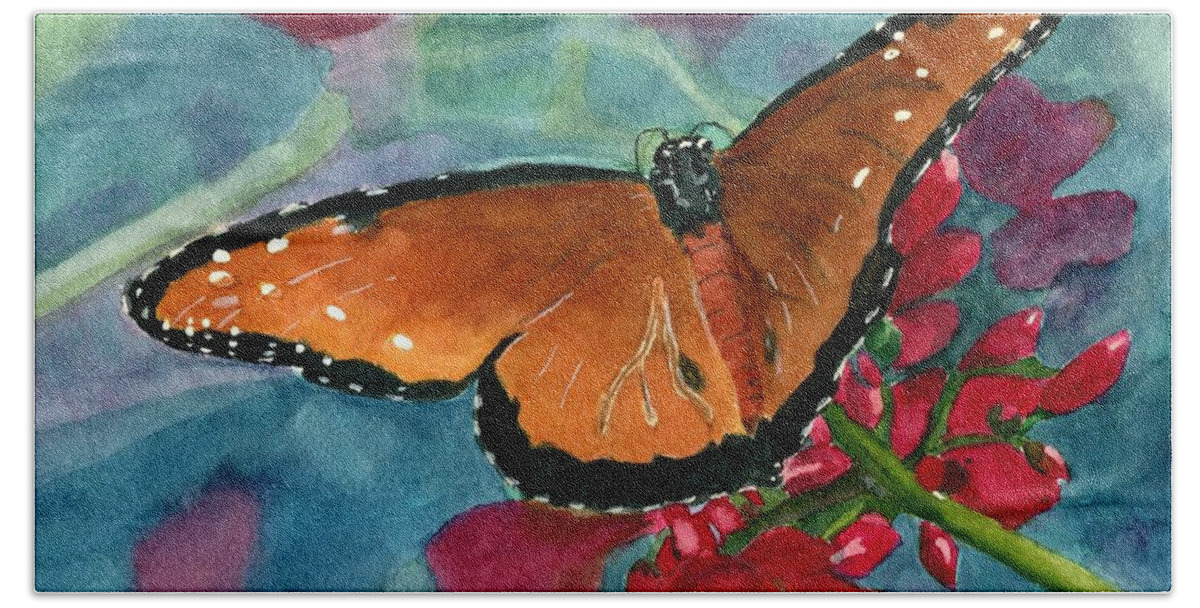 Butterfly Beach Sheet featuring the painting Papilio fandango by Lynne Reichhart