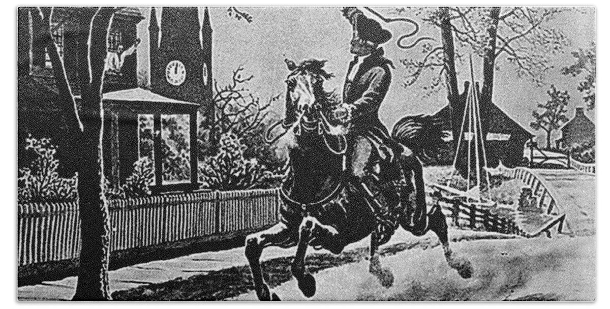 History Beach Towel featuring the photograph Paul Revere, Midnight Ride, April 18th by Photo Researchers