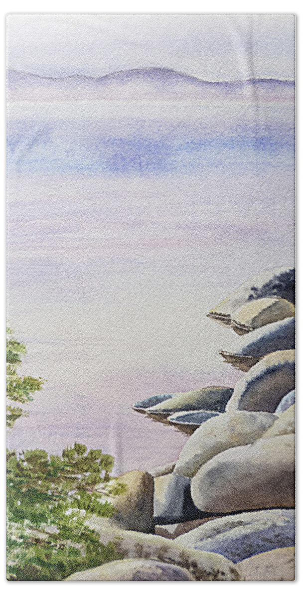 Affirmation Beach Towel featuring the painting Peaceful Place Morning at The Lake by Irina Sztukowski