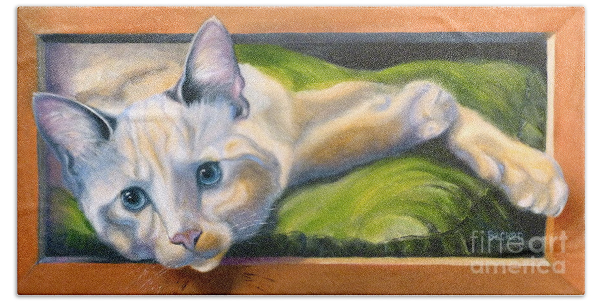 Cat Beach Towel featuring the painting Picture Purrfect by Susan A Becker