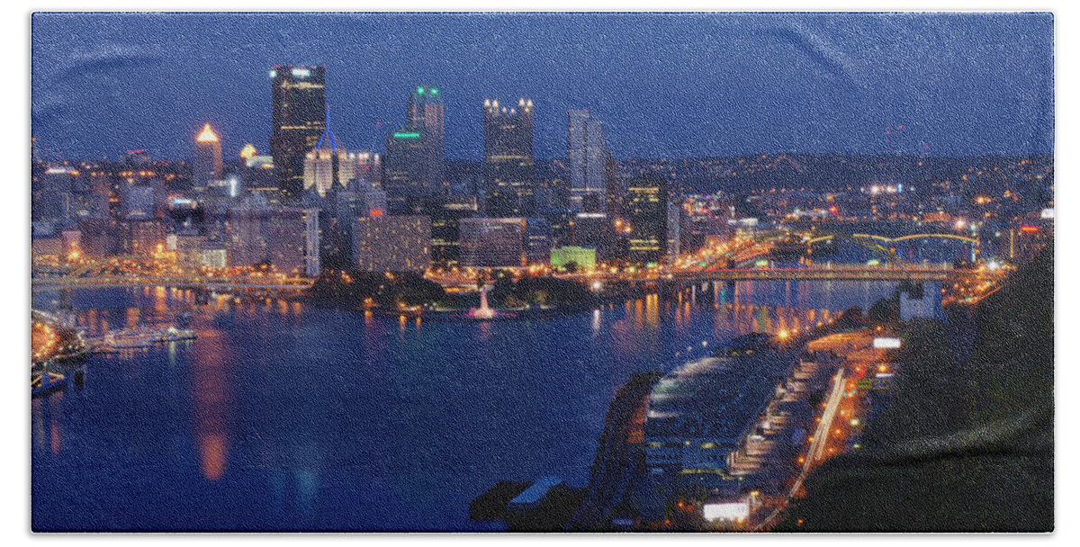 Pittsburgh Beach Sheet featuring the photograph Pittsburgh in Blue by Michelle Joseph-Long