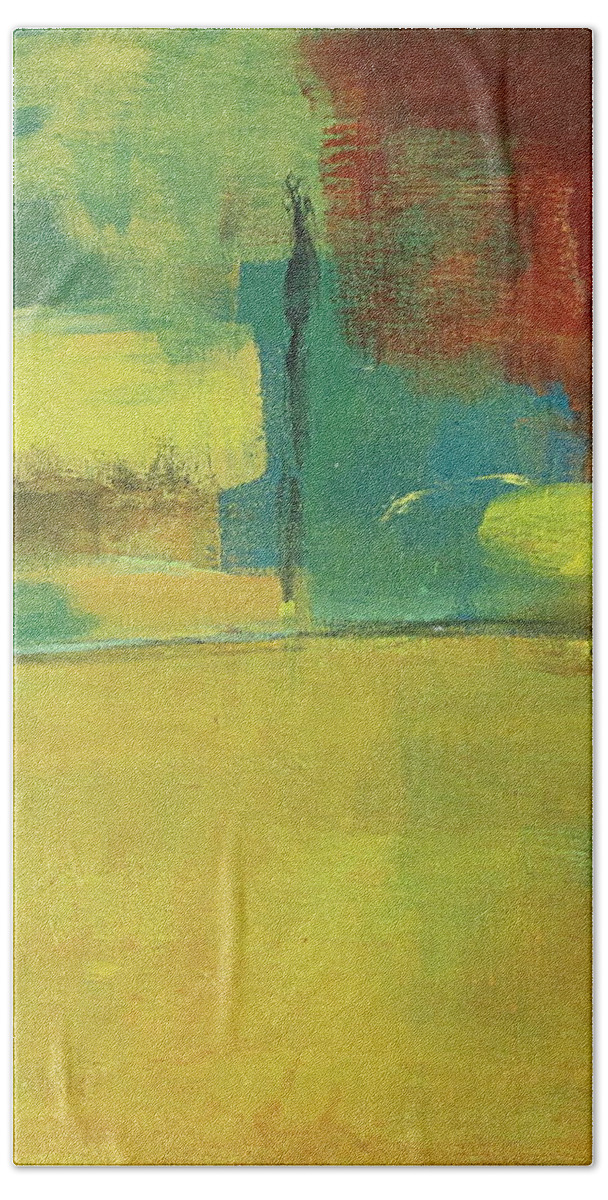 Abstract Art Beach Towel featuring the painting Play by Kathy Sheeran