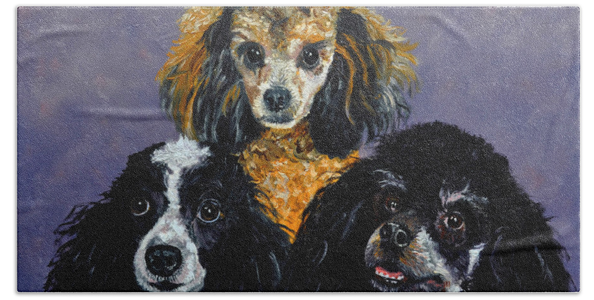 Poodles Beach Towel featuring the painting Poodles by Stan Hamilton