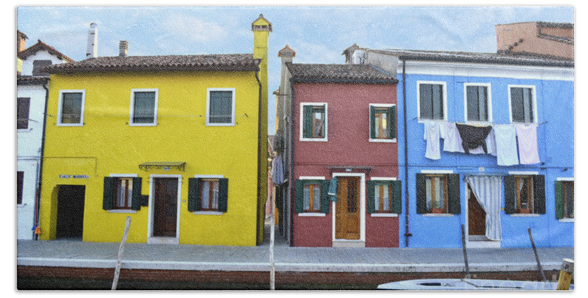 Burano Italy Beach Towel featuring the photograph Primary colors in Burano Italy by Rebecca Margraf