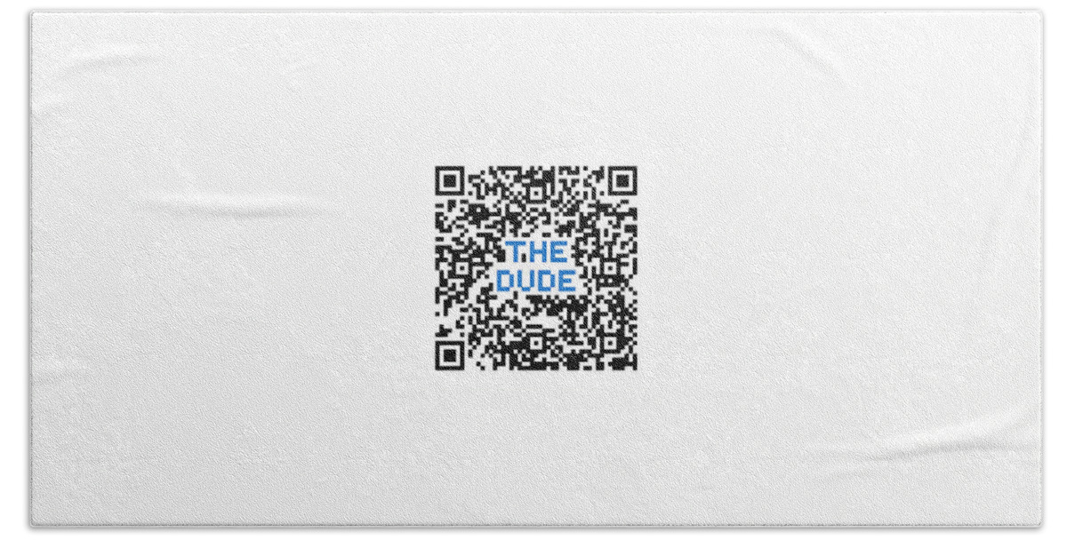 The Dude Beach Towel featuring the digital art QR The Dude by Tom Roderick