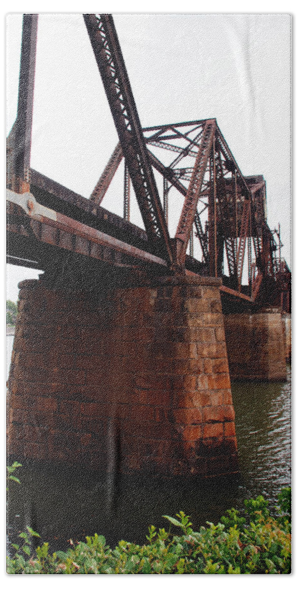 Water Beach Sheet featuring the photograph Railroad Bridge 1 by Kay Lovingood