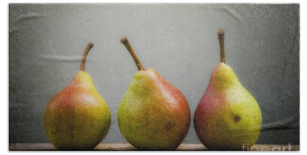 Fruit Beach Towel featuring the photograph Three Pears  by Alana Ranney