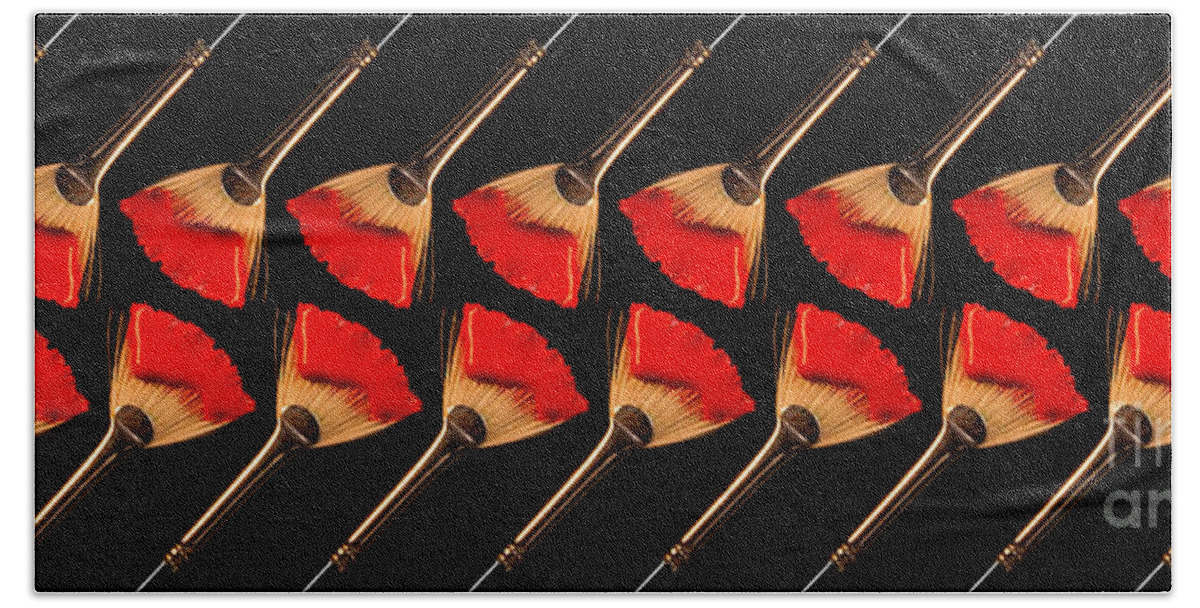 Brush Beach Towel featuring the photograph Red Fan Dance by Andee Design