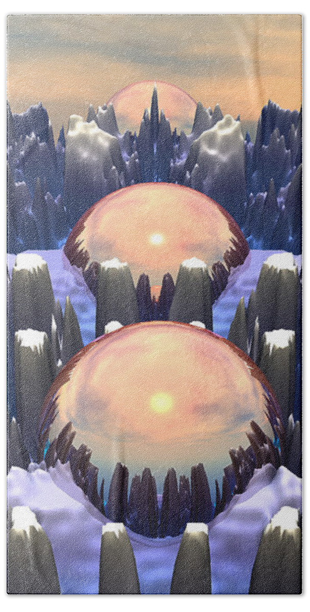 Fractal Beach Towel featuring the digital art Reflection of Three Spheres by Phil Perkins