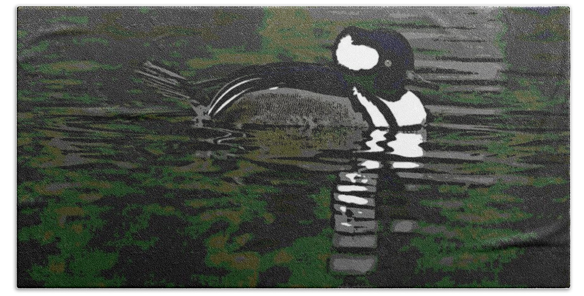 Hooded Merganser Beach Towel featuring the photograph Rippled by George Pedro
