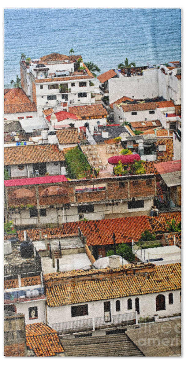 Puerto Vallarta Beach Towel featuring the photograph Rooftops in Puerto Vallarta Mexico by Elena Elisseeva