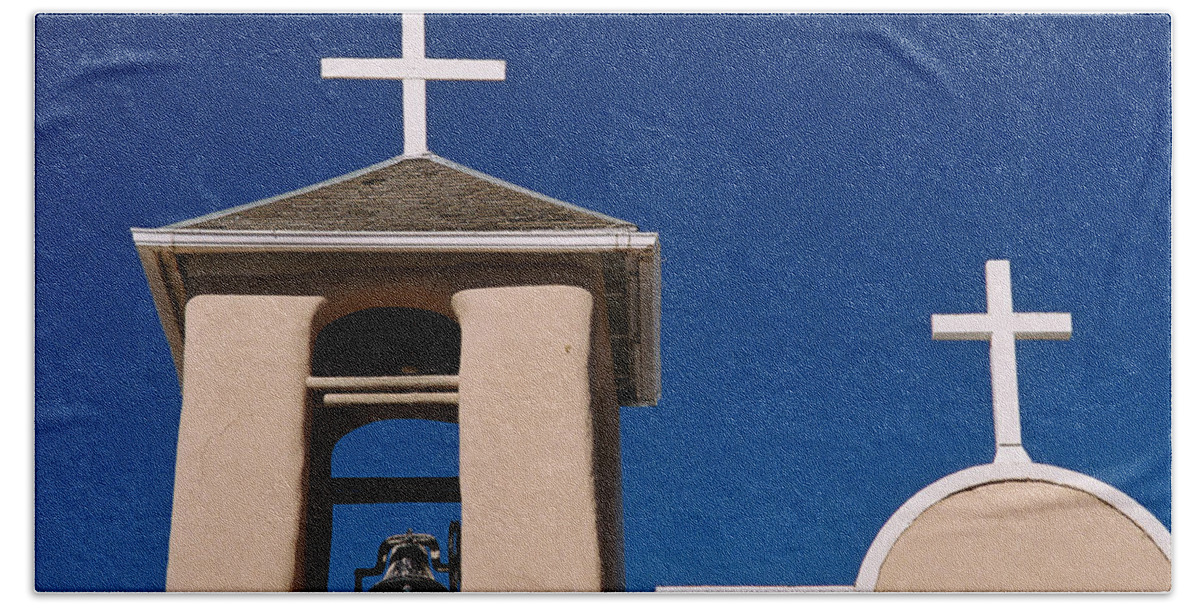 Taos Beach Towel featuring the photograph San Francisco Bell Tower by Ron Weathers